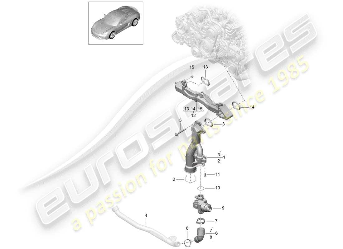 porsche 2016 (981 boxster spyder) diagrama de piezas del sub-marco