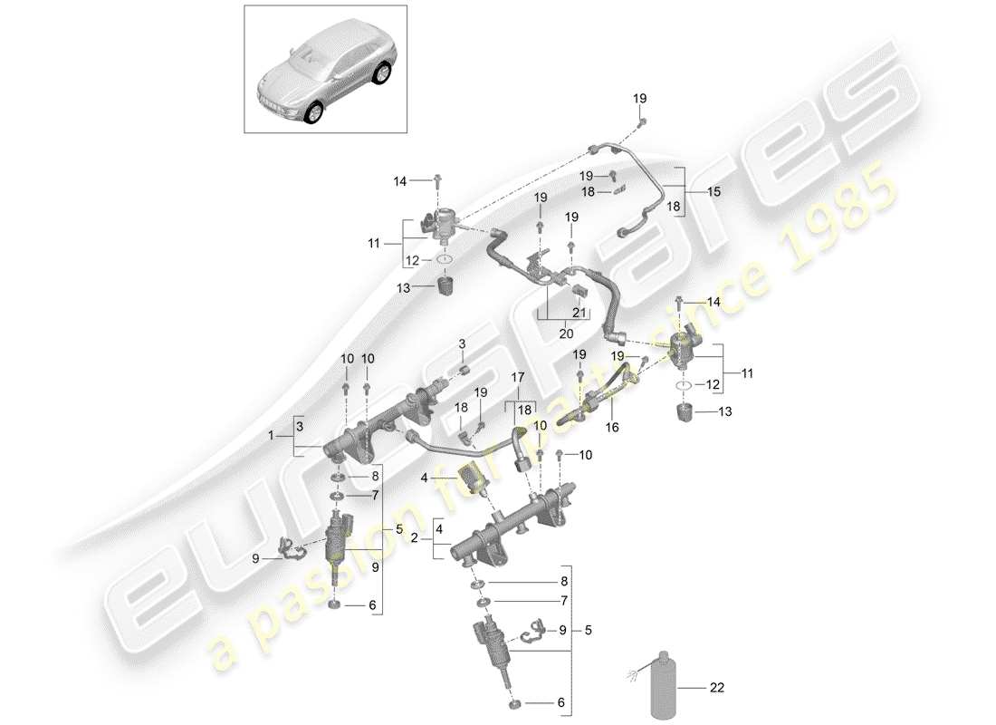 porsche 2018 (macan) tubo de recogida de combustible diagrama de piezas