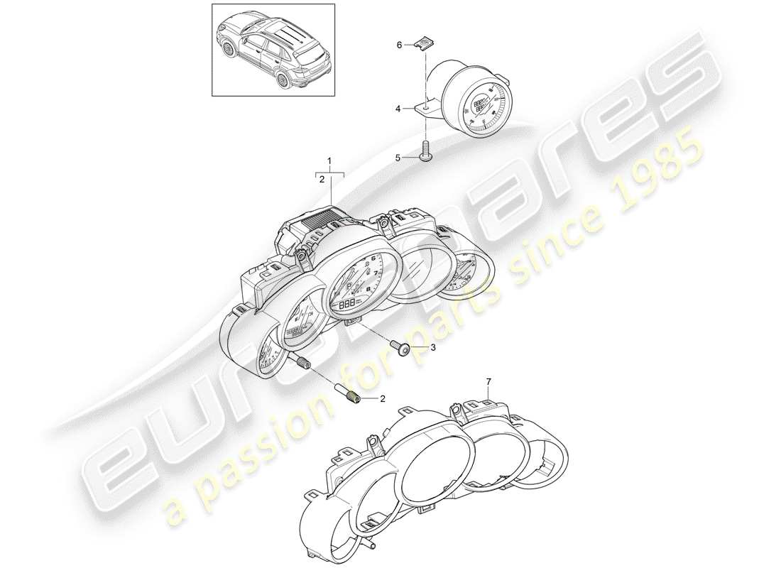 porsche 2012 (cayenne e2 92a) instruments diagrama de piezas
