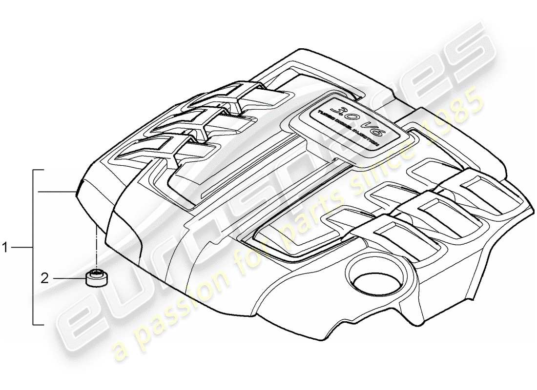 porsche 2008 (cayenne e1 9pa) diagrama de piezas de la cubierta del motor