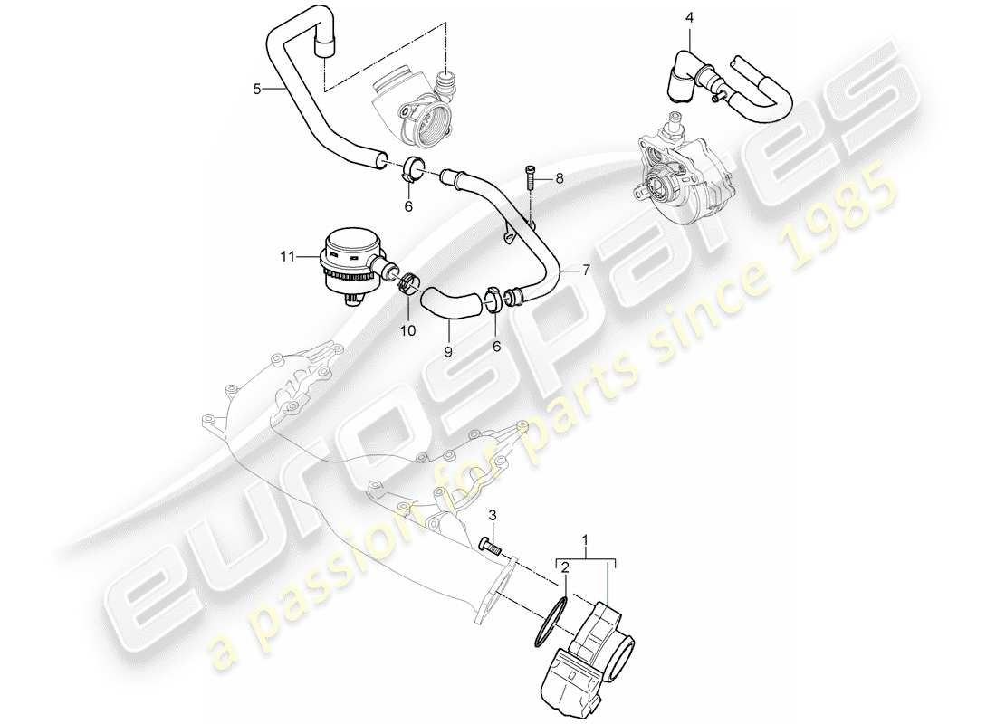 porsche 2010 (cayenne e1 9pa) cuerpo del acelerador diagrama de piezas