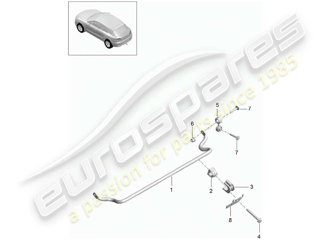 porsche 2018 (macan) estabilizador diagrama de piezas