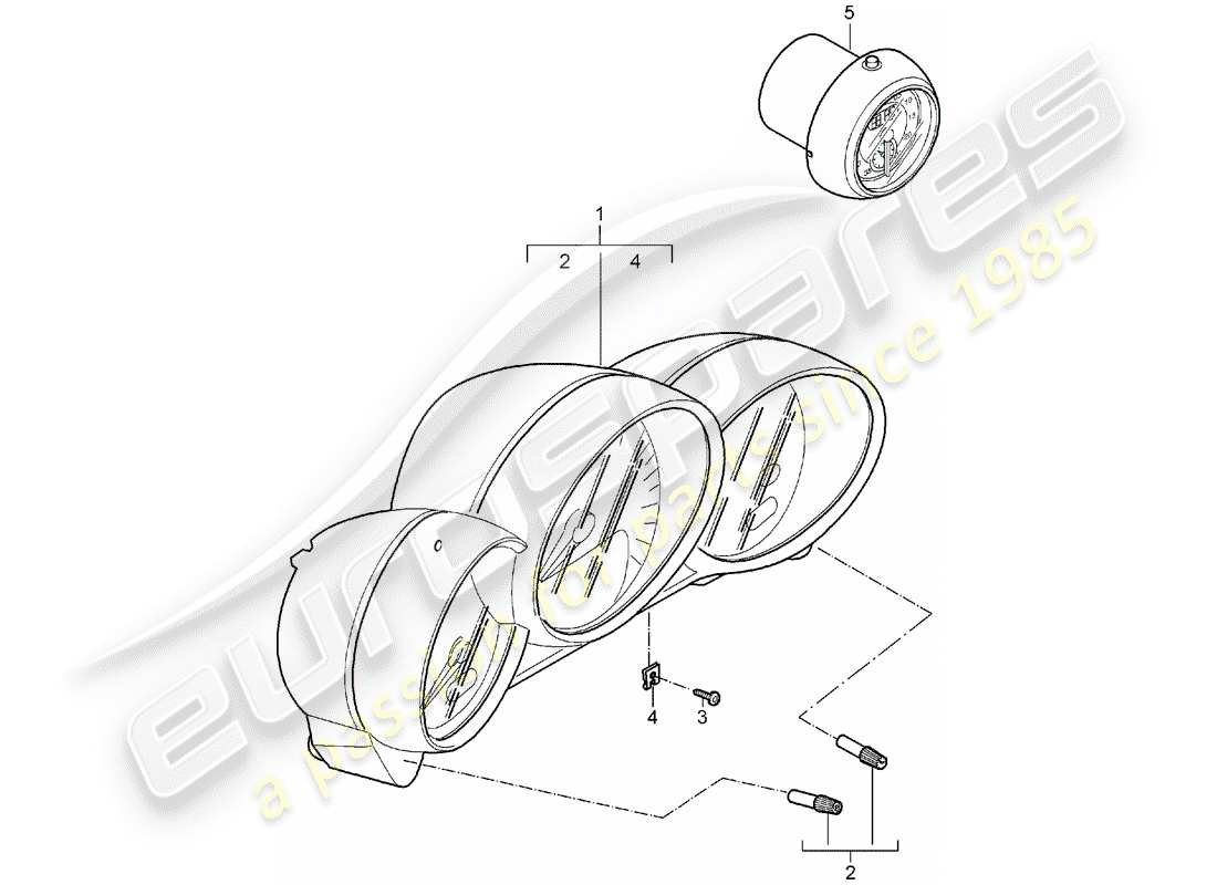 porsche 2007 (987 boxster) instrumentos diagrama de piezas