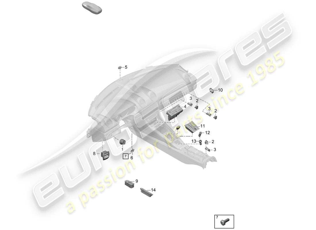 porsche 2020 (718 boxster spyder) switch diagrama de piezas
