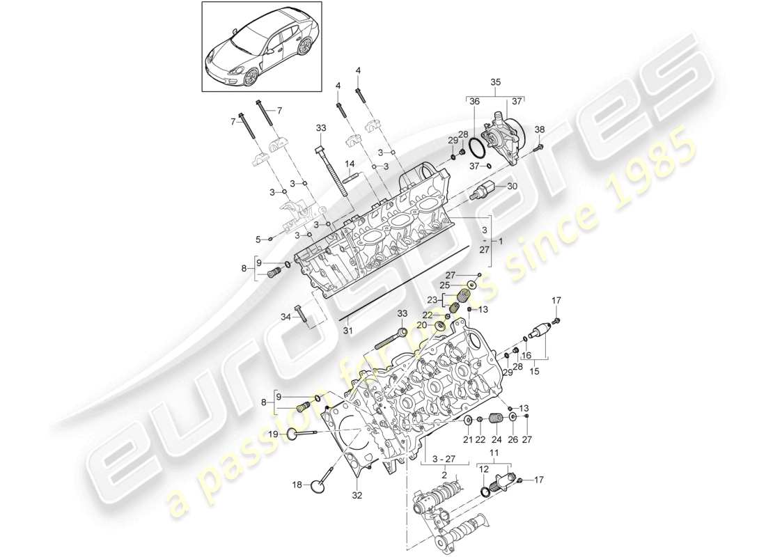 porsche 2010 (cayenne e1 9pa) culata bomba de vacío diagrama de piezas