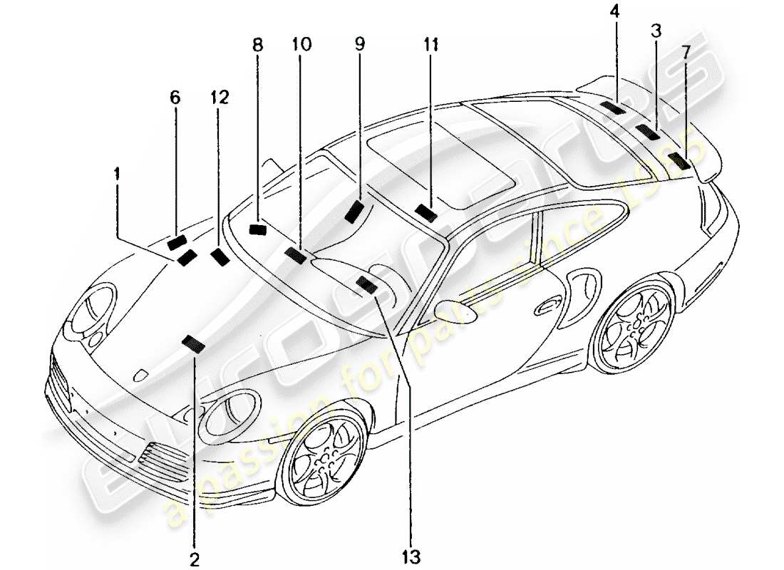 porsche 2004 (996 turbo / gt2) señales/avisos diagrama de piezas
