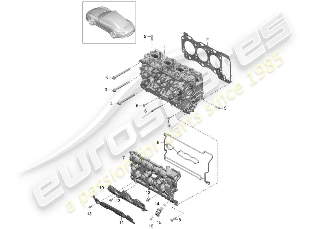 porsche 2014 (991-1) cabeza de cilindro diagrama de piezas