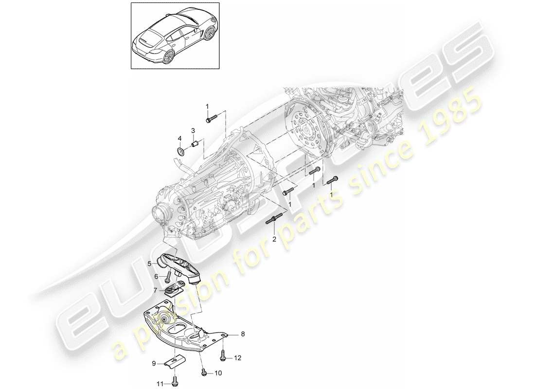 porsche 2011 (panamera 970) piezas de montaje para motor y diagrama de piezas
