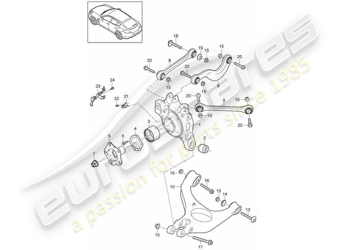 porsche 2014 (panamera 970) diagrama de piezas del eje trasero
