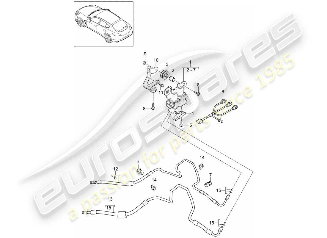 porsche 2011 (panamera 970) diagrama de piezas del estabilizador