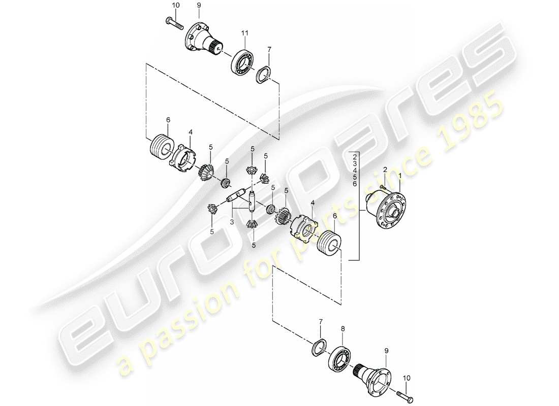 porsche 2002 (996 turbo / gt2) diferencial de deslizamiento limitado diagrama de piezas