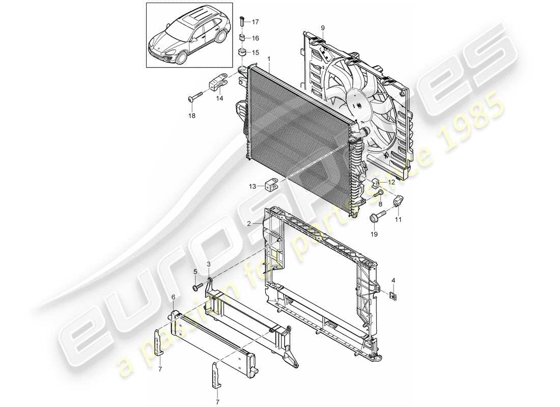 porsche 2016 (cayenne e2 92a) water cooling 3 diagrama de piezas