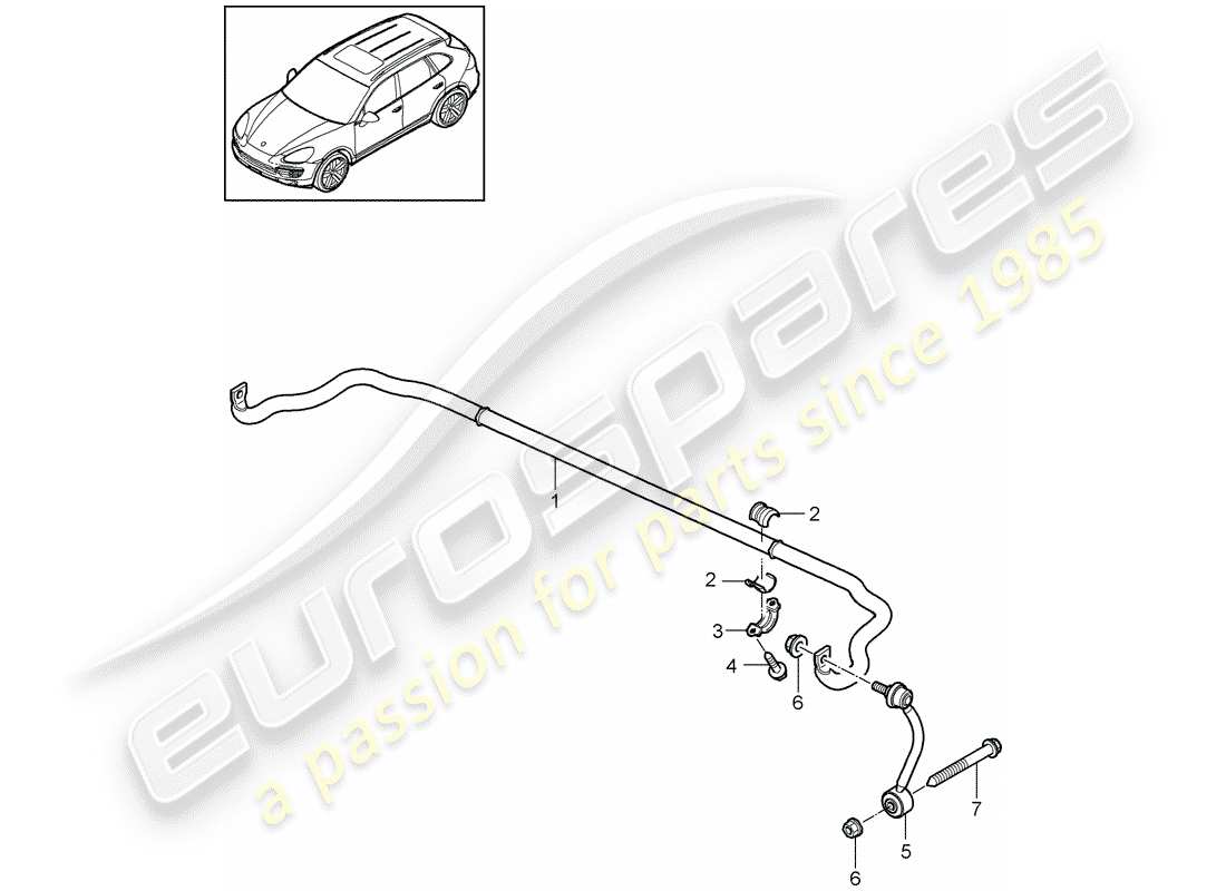 porsche 2016 (cayenne e2 92a) diagrama de piezas del estabilizador