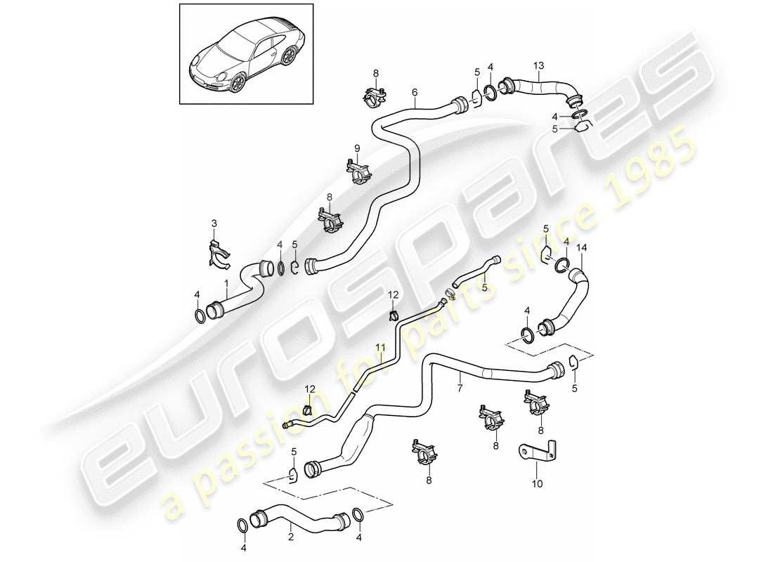 porsche 2010 (997-2) refrigeración por agua 1 diagrama de piezas