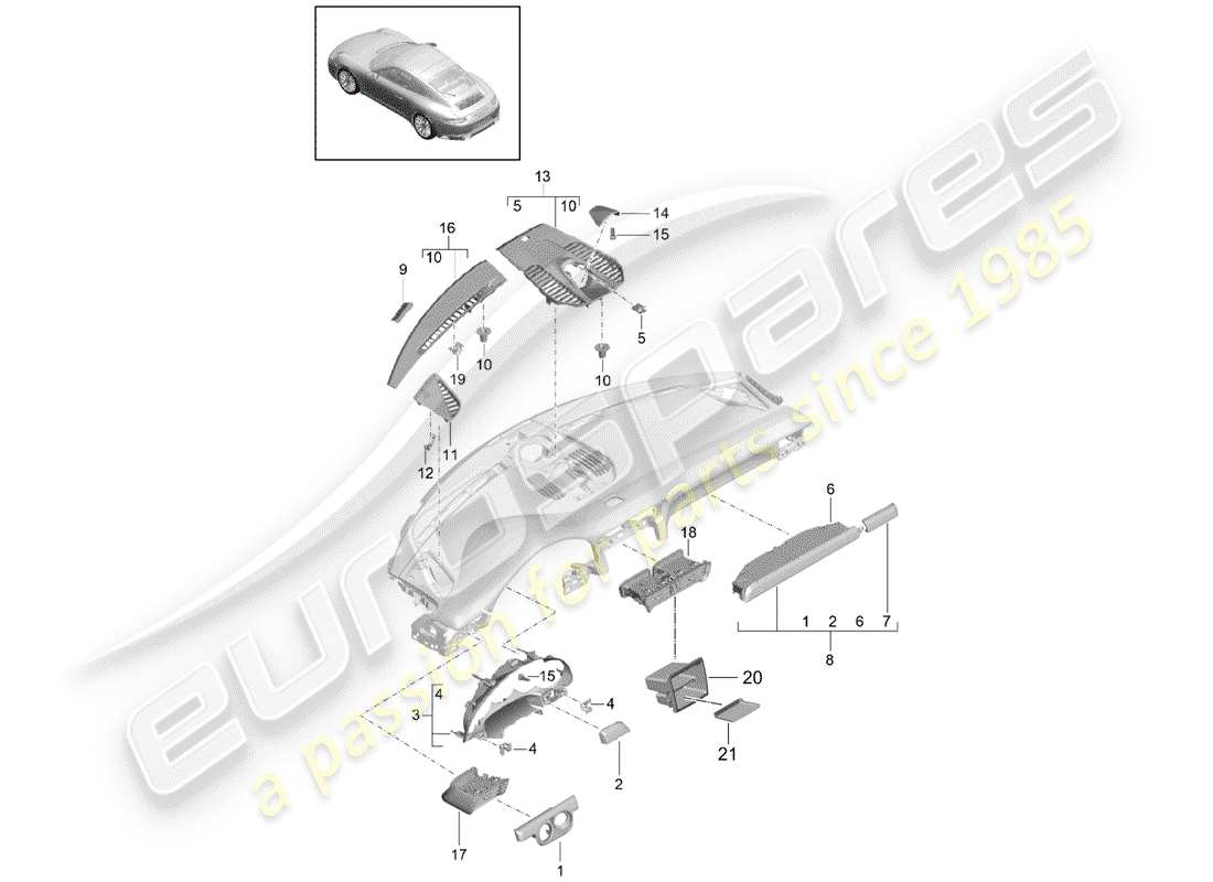 porsche 2020 (991-2) accesorios diagrama de piezas