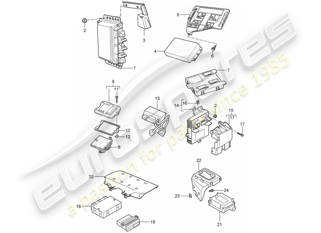 porsche 2007 (987 cayman) unidades de control diagrama de piezas