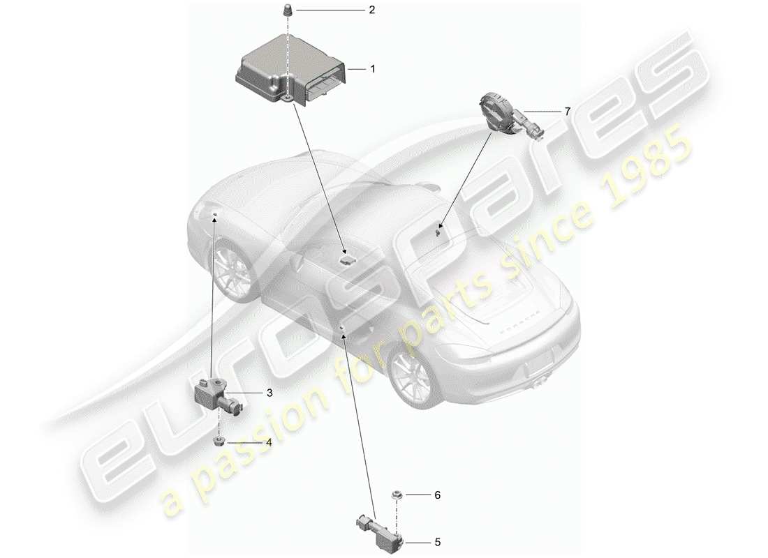 porsche 2016 (981 cayman) módulo de control electrónico diagrama de piezas
