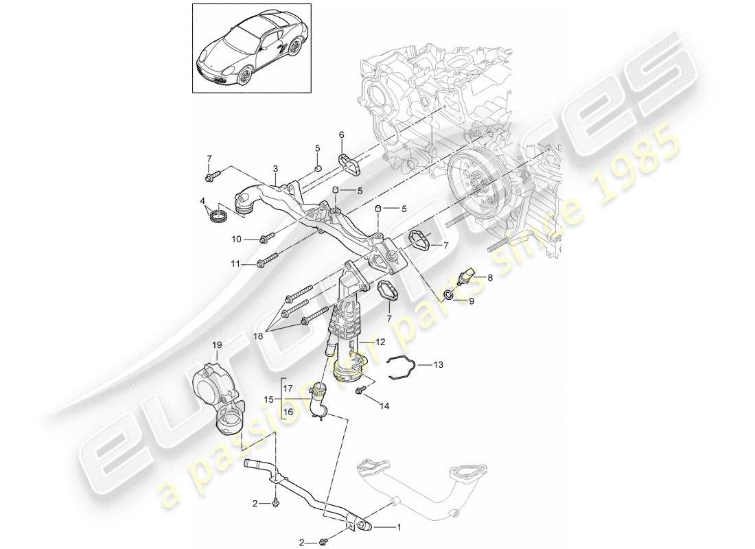 porsche 2011 (987 cayman) diagrama de piezas del sub-marco