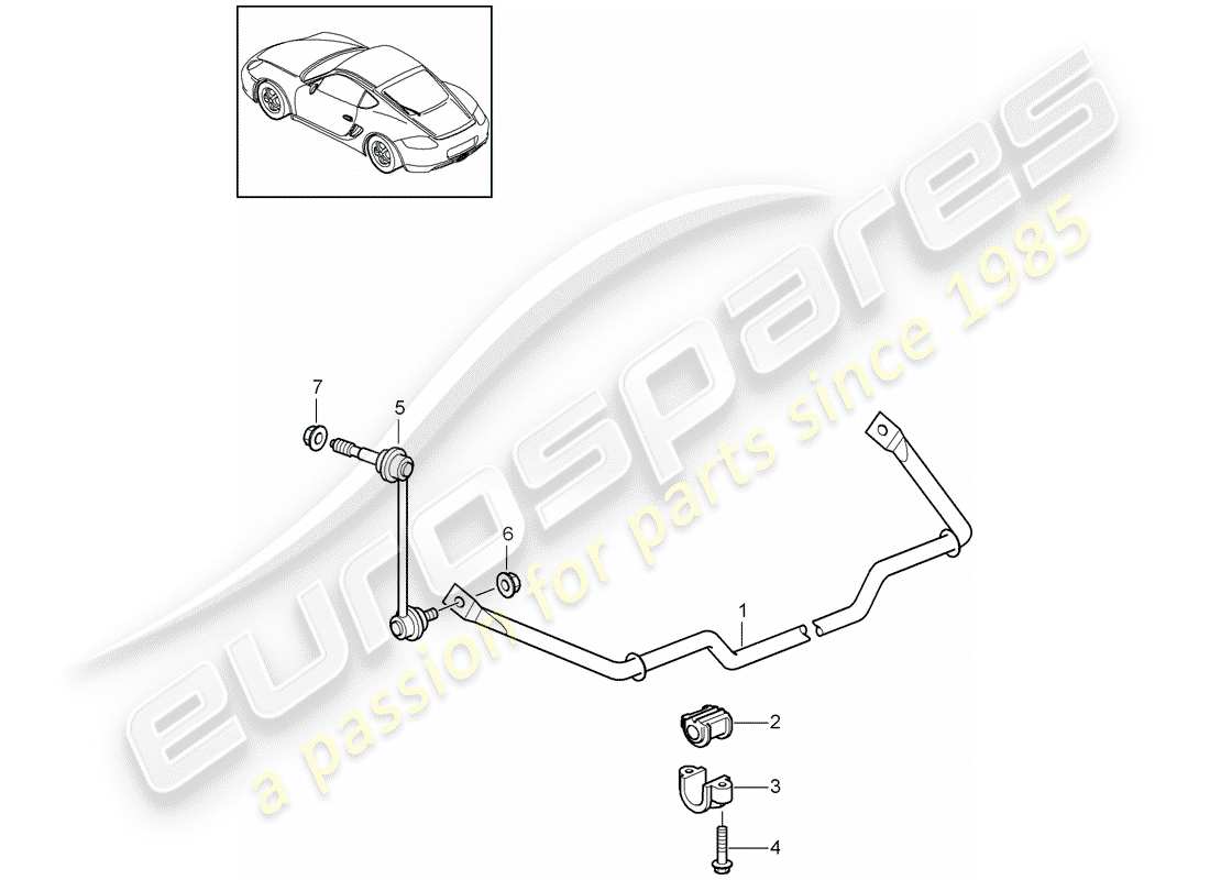 porsche 2011 (987 cayman) diagrama de piezas del estabilizador