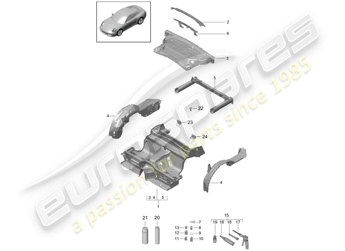 porsche 2016 (991-1) diagrama de piezas del extremo trasero