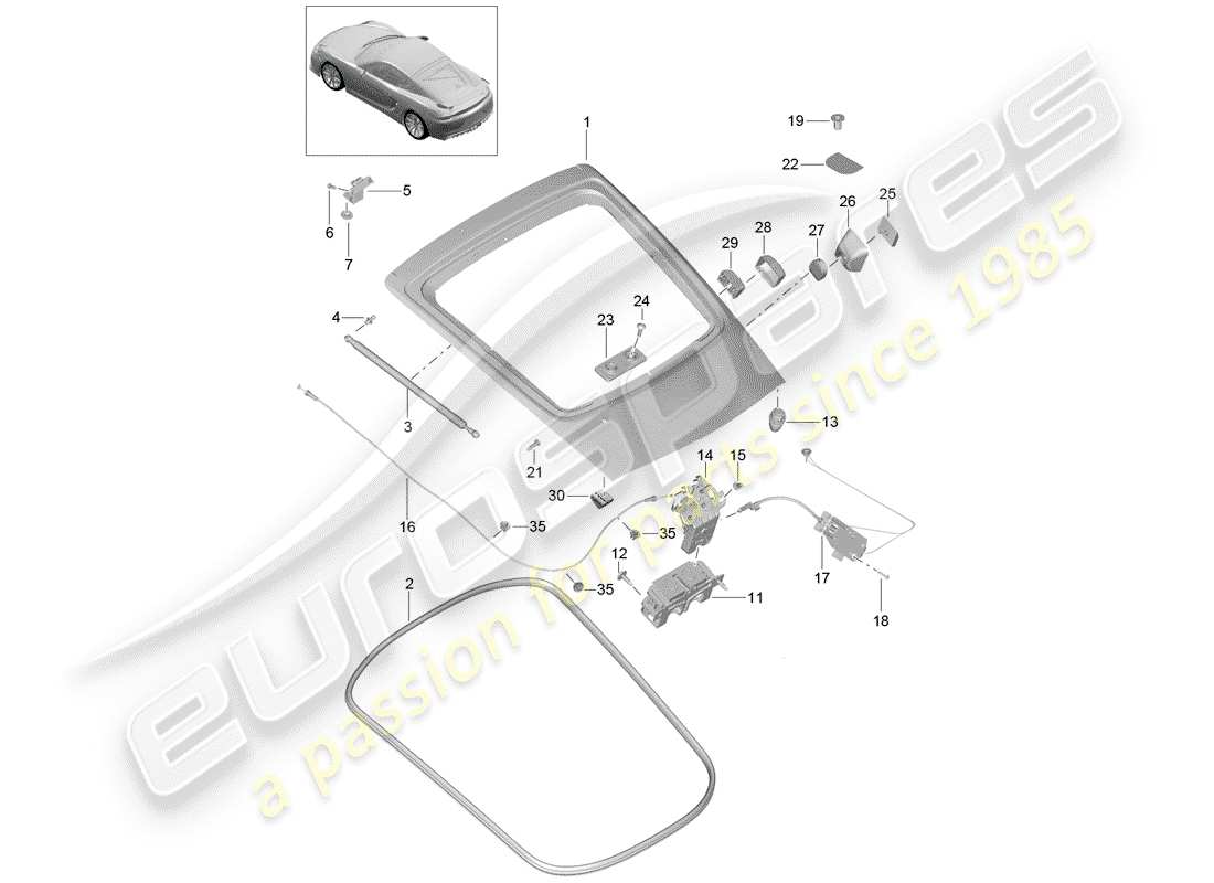 porsche 2016 (981 cayman gt4) cubrir diagrama de piezas