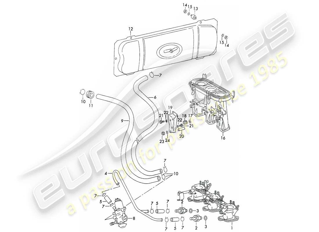 porsche 1973 (911) sistema de vacío - para - liberación de embrague - sistema de inyección - para - sportomatic - d - mj 1972>> esquema de partes