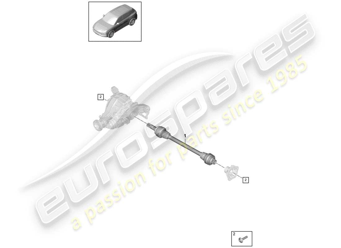 porsche 2019 (cayenne e3 9ya/9yb) diagrama de piezas del eje de transmisión