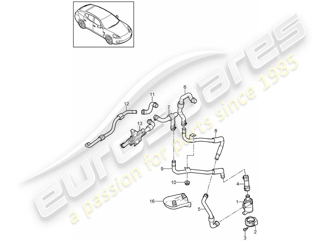 porsche 2010 (panamera 970) linea de aire caliente diagrama de piezas