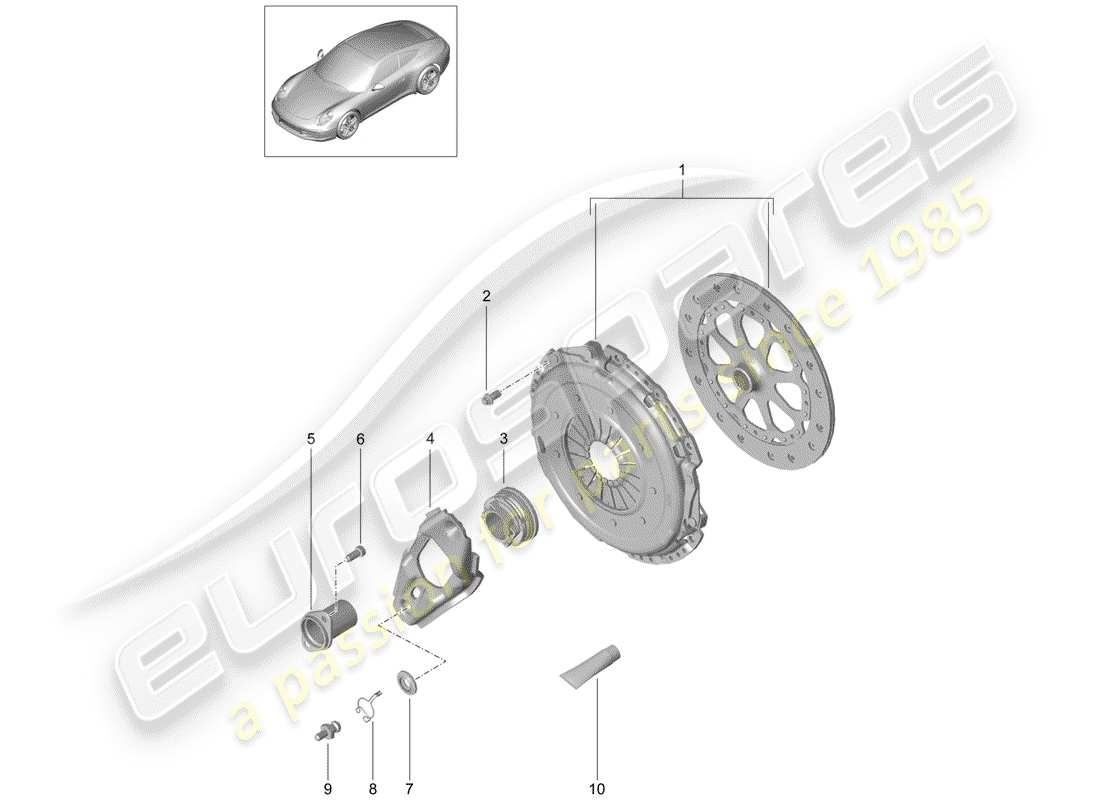 porsche 2015 (991-1) embrague diagrama de piezas
