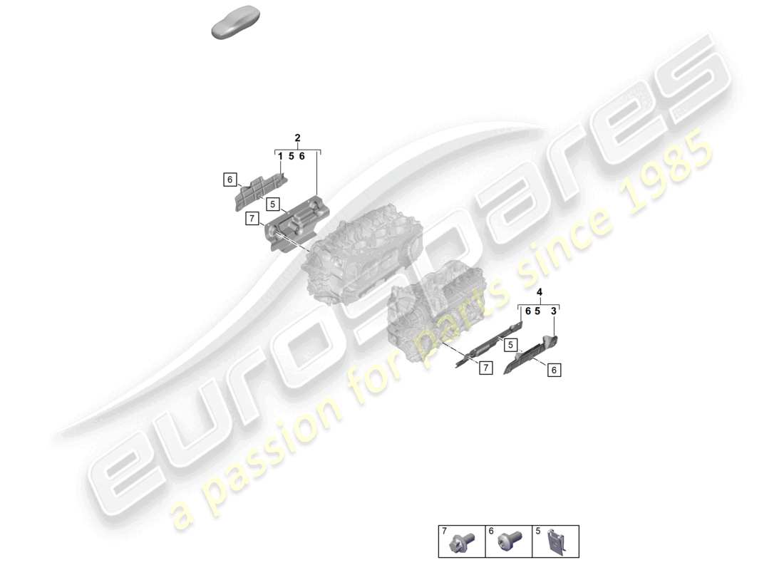 porsche 2020 (718 cayman) placas de cubierta de culata diagrama de piezas