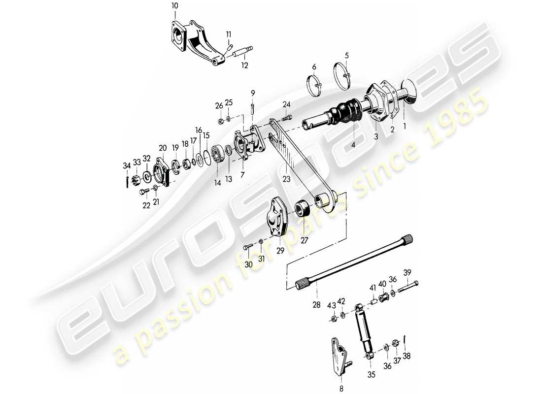 porsche 1954 (356/356a) eje posterior diagrama de piezas