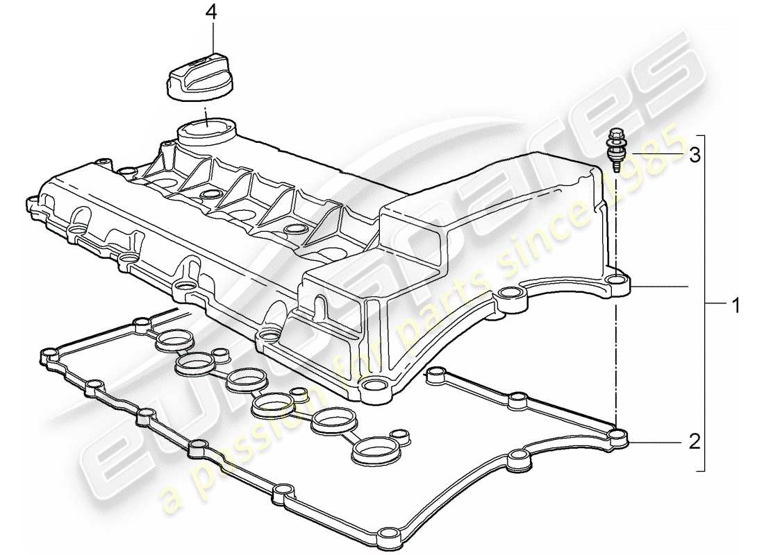 porsche 2007 (cayenne e1 9pa) valve cover diagrama de piezas