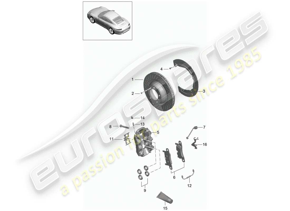 porsche 2013 (991-1) frenos de disco diagrama de piezas