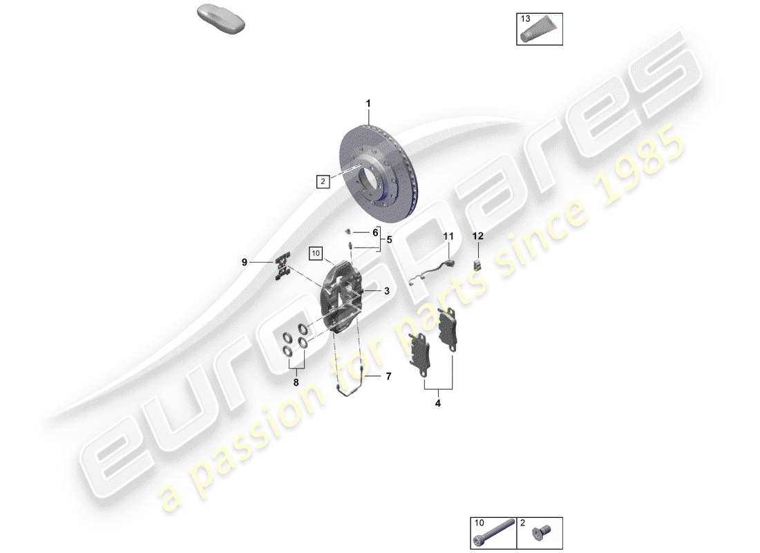 porsche 2019 (718 boxster spyder) frenos de disco diagrama de piezas