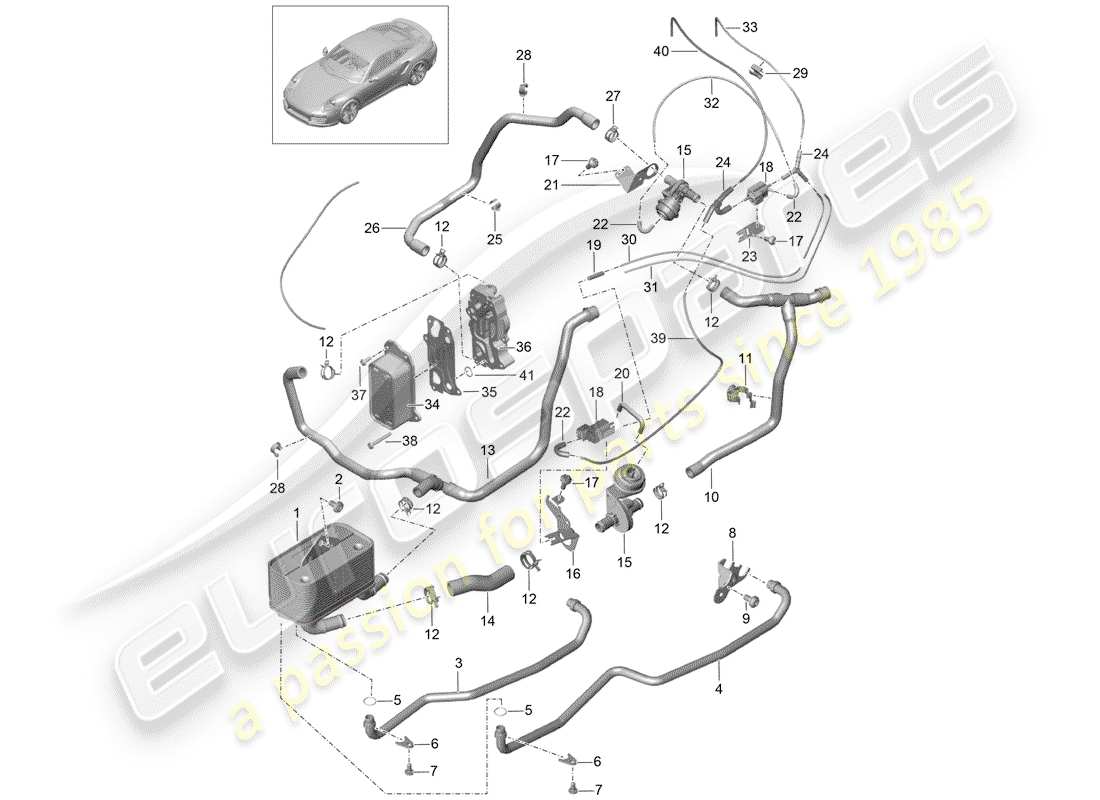 porsche 991 turbo (2016) - pdk - diagrama de piezas