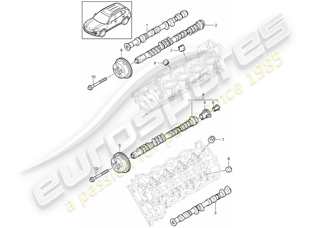 porsche 2017 (cayenne e2 92a) árbol de levas diagrama de piezas