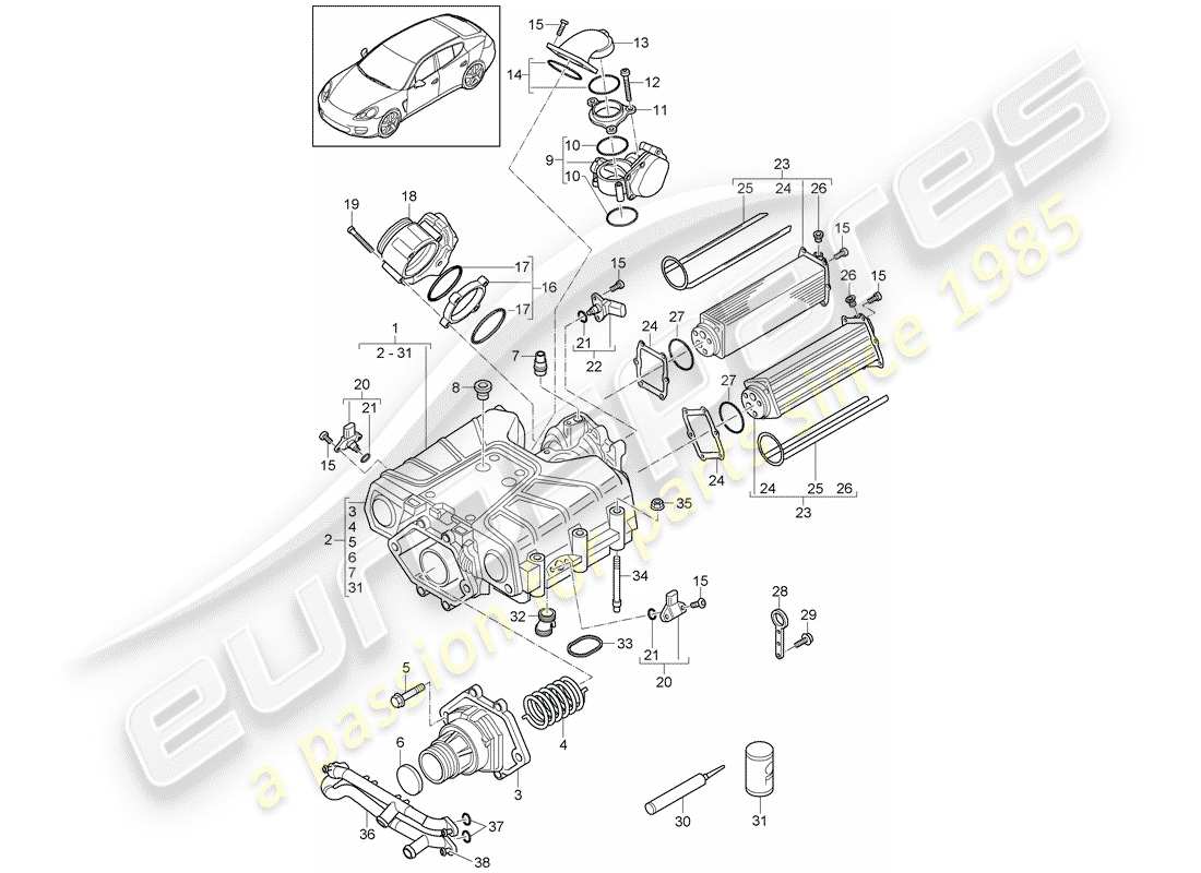 porsche 2014 (panamera 970) compresor diagrama de piezas