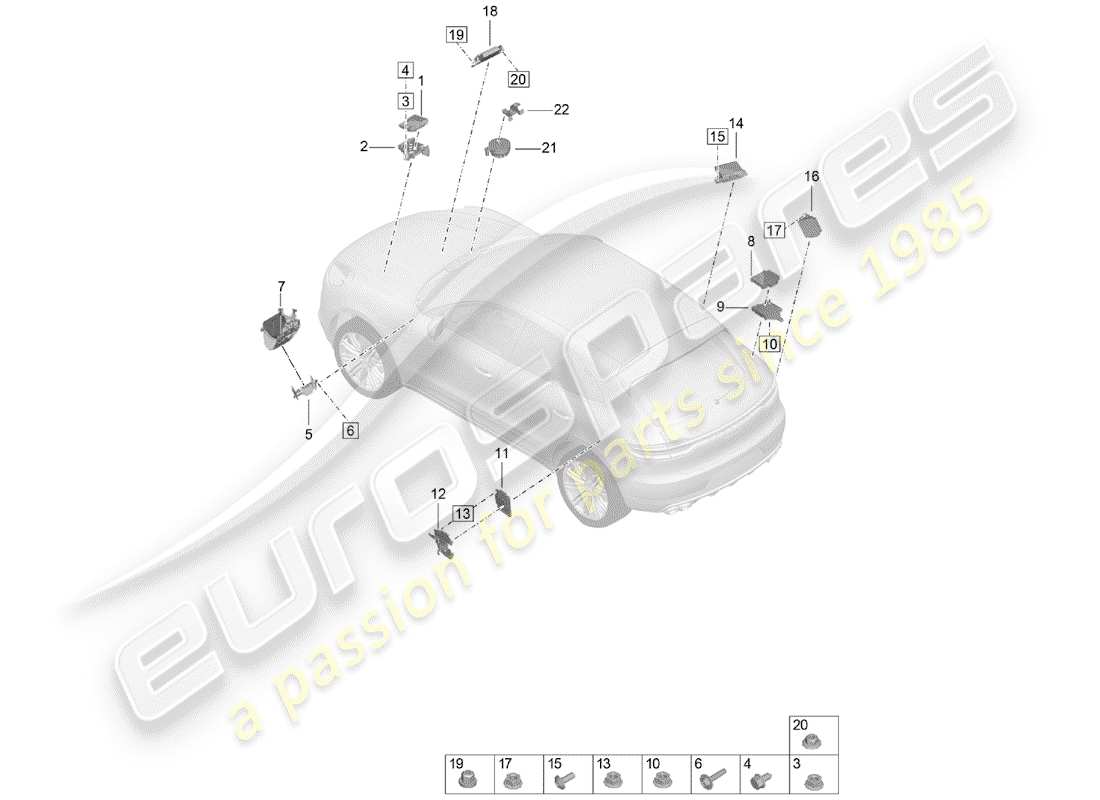 porsche 2019 (macan) unidades de control diagrama de piezas