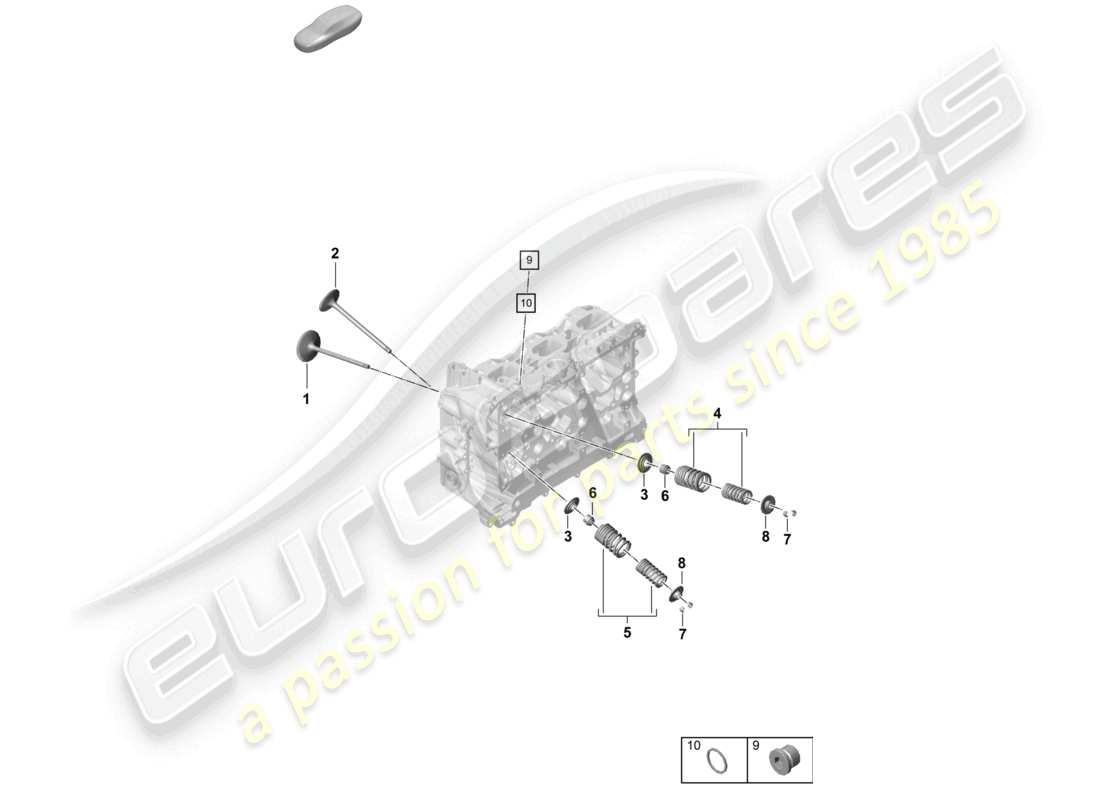 porsche 2020 (718 cayman) culata piezas individuales válvula diagrama de piezas