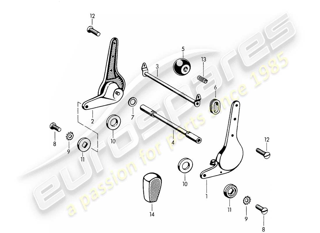 porsche 1964 (356b/356c) mecanismo del asiento reclinable diagrama de piezas