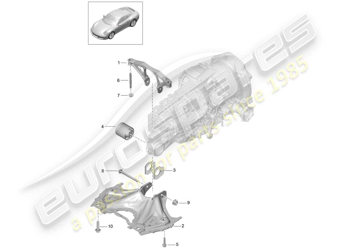 porsche 991 gen. 2 (2017) diagrama de piezas del submarco
