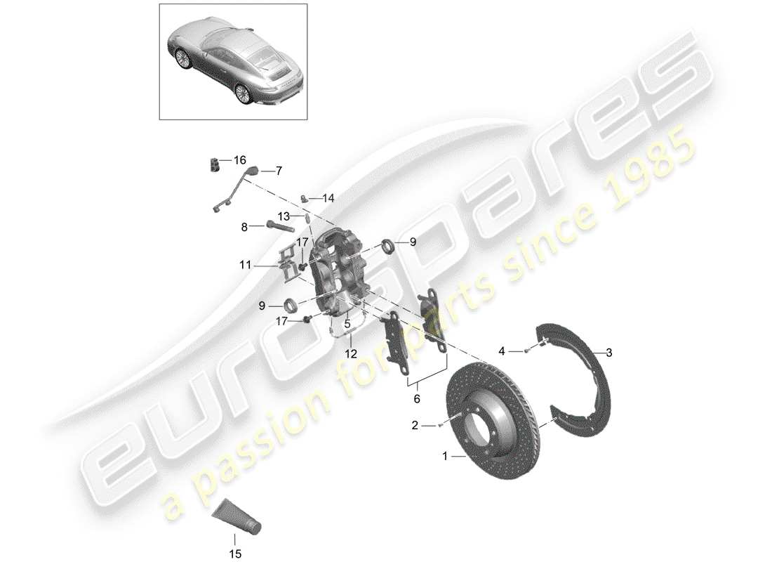 porsche 2017 (991-2) frenos de disco diagrama de piezas