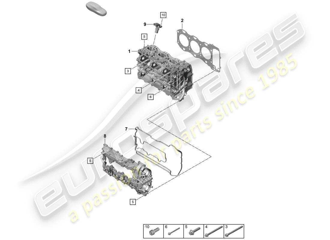 porsche 2019 (718 boxster spyder) diagrama de piezas de la culata del cilindro