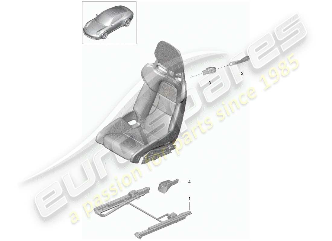 porsche 2015 (991-1) diagrama de piezas de seat