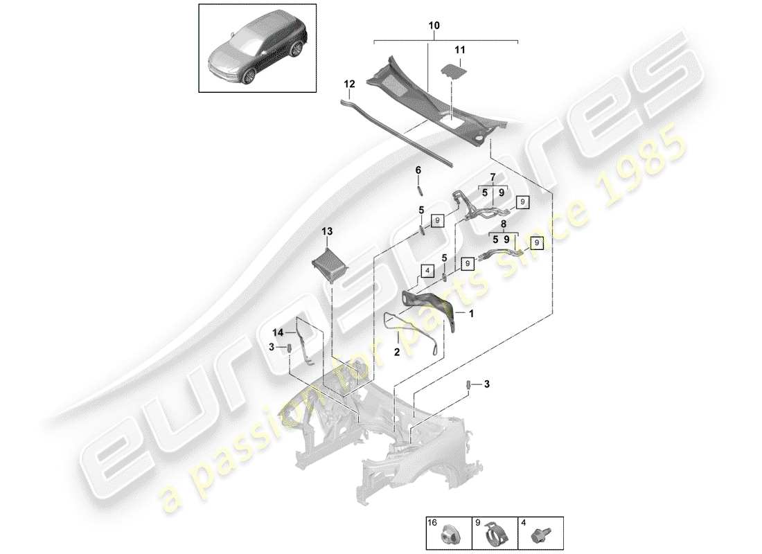 porsche 2018 (cayenne e3 9ya/9yb) calentador diagrama de piezas