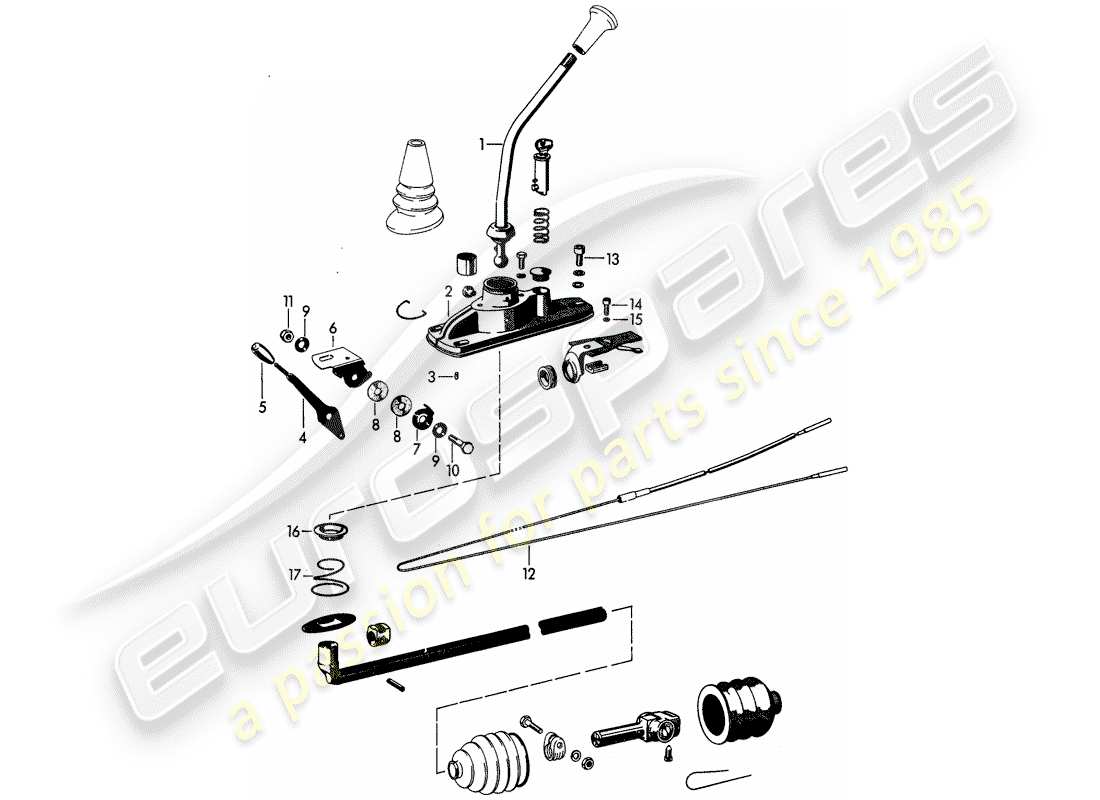 porsche 1962 (356b/356c) control de transmisión diagrama de piezas