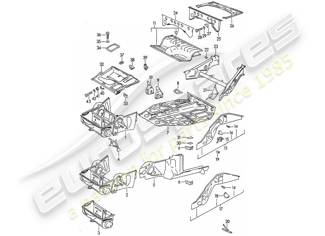 porsche 1961 (356b/356c) marco diagrama de piezas