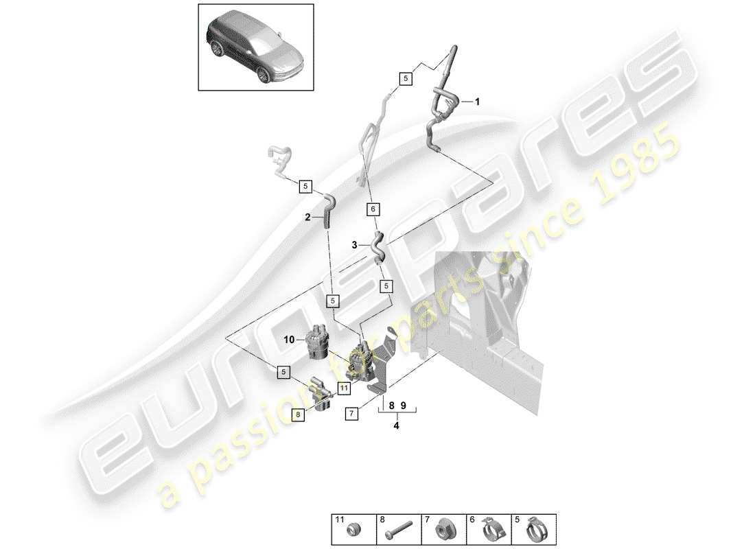 porsche 2020 (cayenne e3 9ya/9yb) diagrama de piezas del calentador