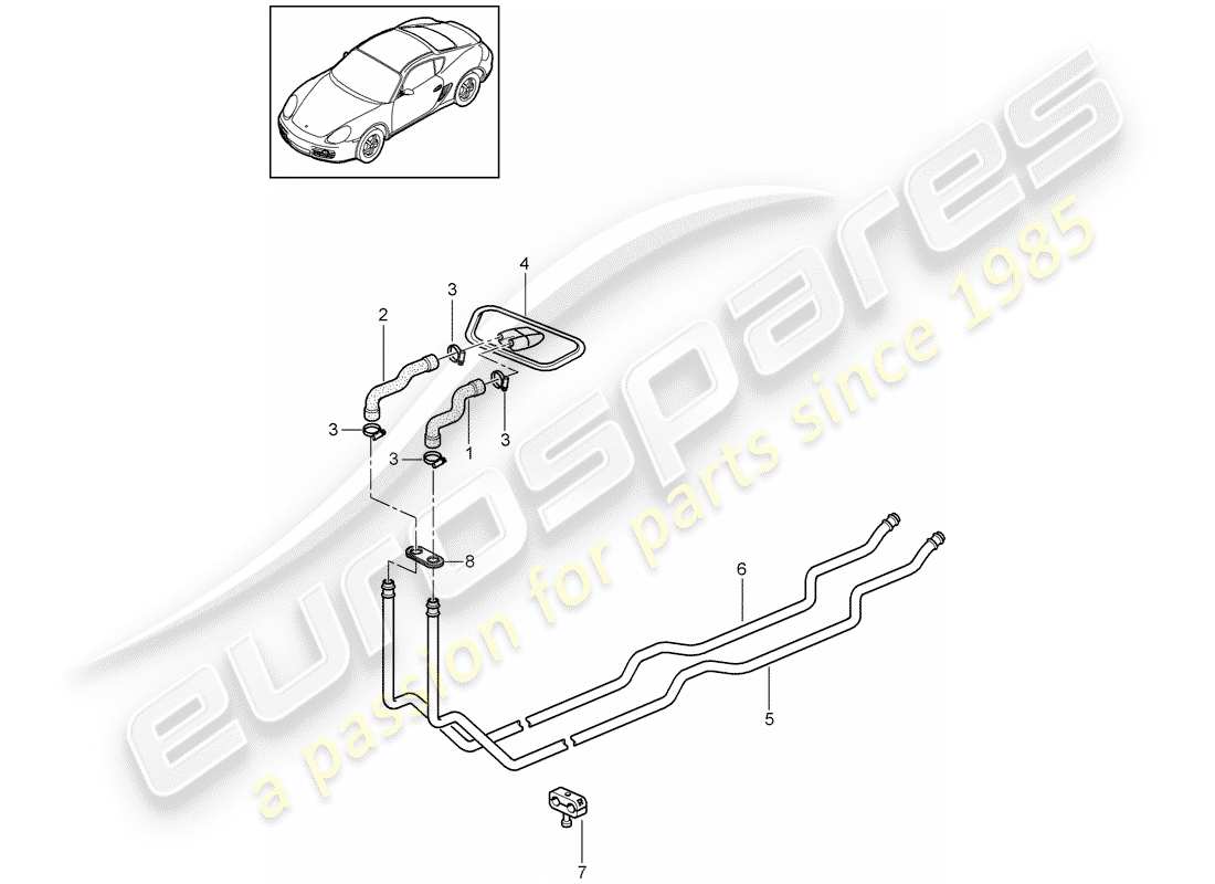 porsche 2007 (987 cayman) sistema de calefacción 1 diagrama de piezas