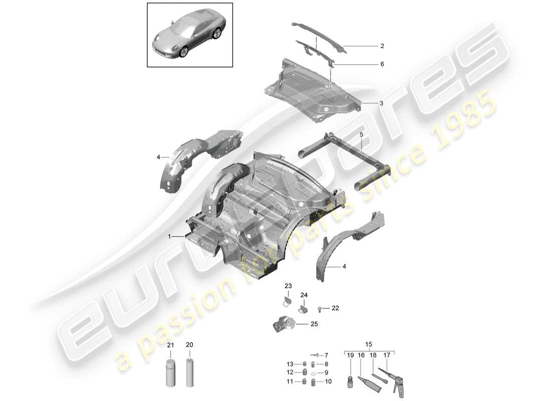 porsche 2015 (991-1) diagrama de piezas del extremo trasero